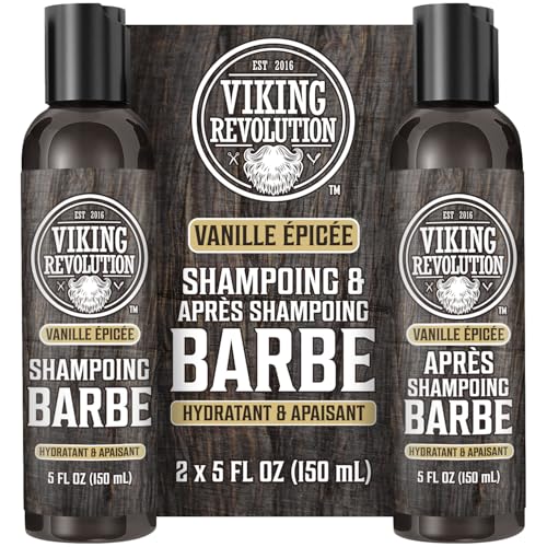Viking Revolution - Shampoing Barbe Homme & Après Shampoing Barbe Homme - Huile d'Argan & de Jojoba - Adoucit & Renforce - Vanille épicée - 150 ml x 2