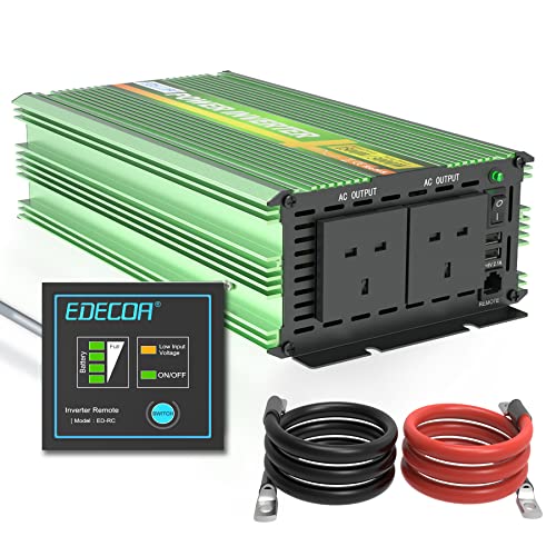EDECOA Pure Sine Wave Power Inverter 1500W Peak 3000W DC 12V to 240V AC with Remote Controller 4.2A Dual USB Ports