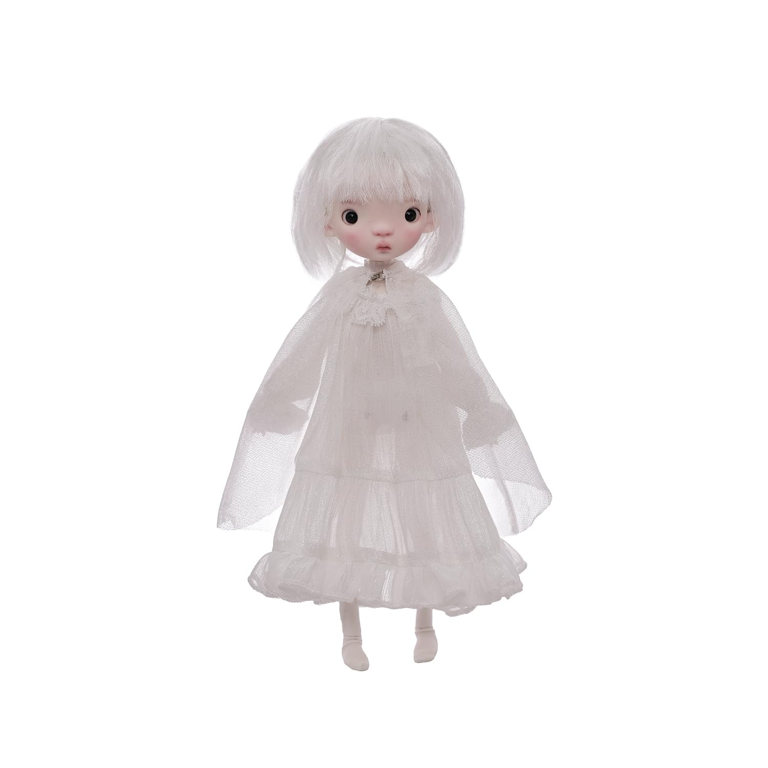 Oueneifs 1/6 Peaches Bjd Doll 30cm Fullset B Female Resin Toy for 15+ Year Old(White Hair, Without Shoes)