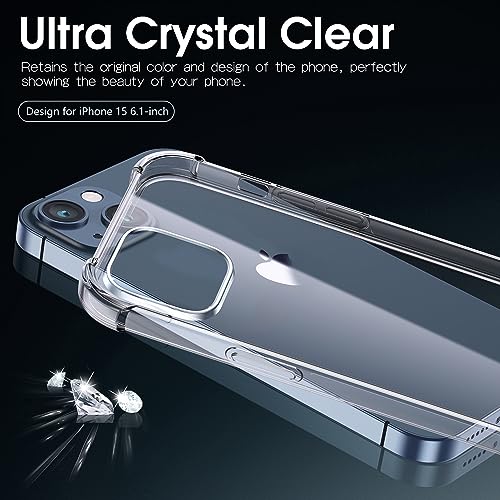 Melomon Clear Case for iPhone 15 (6.1-Inch), with Shockproof Airbag Drop Protection, Anti-Scratch Clear Phone Bumper Cover for iPhone 15, Transparent - Image 5