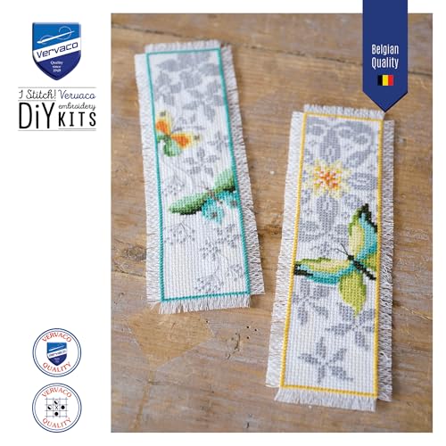 Image of Vervaco Cross Stitch Bookmark Butterfly (Set of 2) 2.4 inch x 8 inch