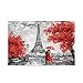DXZ-Design París Torre Eiffel Pareja bajo el Paraguas Rojo Hoja de Arce Paisaje de la Ciudad Europea Francia Rompecabezas Juego Intelectual de Madera de 500 Piezas para niñas Adolescentes Mujeres