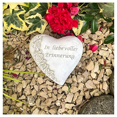 Radami Grabherz asymetrisch Spruch Grabschmuck Grab Herz - In liebevoller Erinnerung - ca.450g
