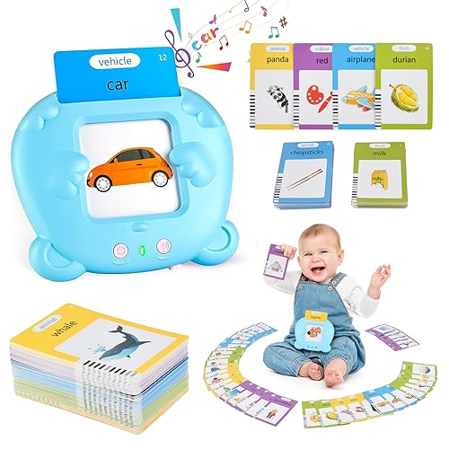 Talking Flash Cards, Educational Toys for 2 3 4 5 6 7 8 Year Old Baby Boys Girls, Preschool Learning Toy Reading Machine with 224 Words, Toddler Toy Gifts for Kids Birthday Christmas - Blue