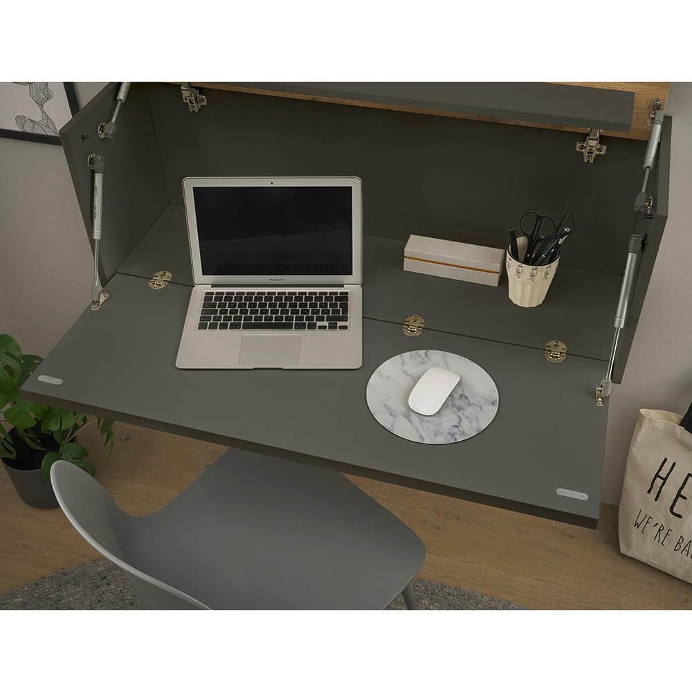 Lomadox Büro Homeoffice Sekretär, wandhängend, anthrazit mit Eiche, B/H/T ca. 100/35/30 cm