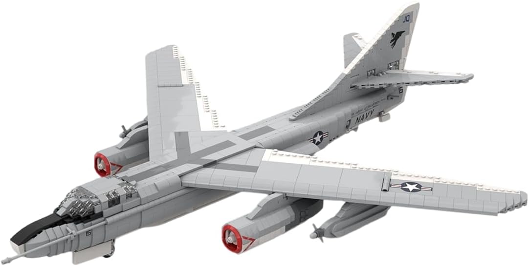 1/35 Scale Aircraft Military Model, MOC-151490 1/35 EA-3B SkyWarrior Strategic Bomber Building Blocks Set, Openable Cockpit, Foldable Landing Gear and Wings(2092PCS)