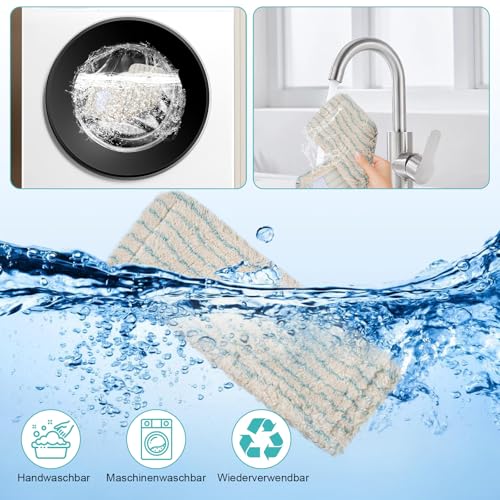 4 Stück Wischbezug für Leifheit Profi XL Micro Duo/Profi XL Cotton Plus Alle Stiel Bodenwischer, 60% Superfeine Baumwollfaser für Starke Dekontaminationsfähigkeit, Insbesondere für Stein und Fliesen