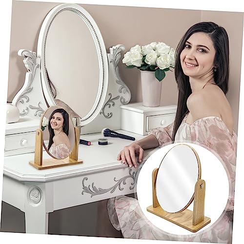 Miroir maquillage ovale bois composite kaki finition épurée pour coiffeuse