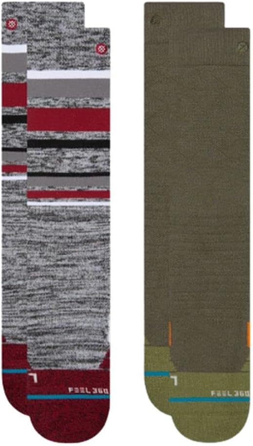 Stance Bobbin 2-Pack Snow (Little Kid/Big Kid) Red LG (2 Little Kid - 5.5 Big Kid Shoe Size)