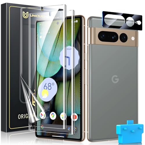 UniqueMe für Google Pixel 7 Pro Schutzfolie - 2 Stück Folie und 1 Stück Kameraschutz Premium Schutz für Pixel 7 Pro Displayschutz Fingerabdruck-ID Unterstützen