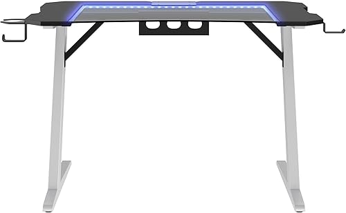 Miniatura 6 de Atlantic Dardashti - Computadora de PC mesa de juegos en forma de Z estación de trabajo para gamer con portavasos y gancho para auriculares Z1-21