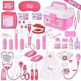 Regalo Perfecto: Este es un conjunto completo e interesante de juguetes de médicos con muchos accesorios que permite que los niños jueguen. es un regalo perfecto de Navidad, cumpleaños y días festivos para que niños y niñas jueguen roles en el hogar y la escuela.