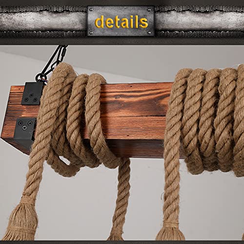 Lustre rustique pour cuisine sombre : solution éclairage bois et corde - 4