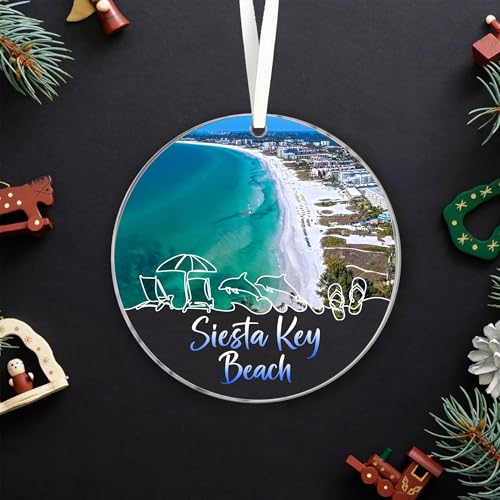 Lerime66 Siesta Key Beach Christmas Acrylic Ornament, Siesta Key Beach in Florida, Us Ornament...