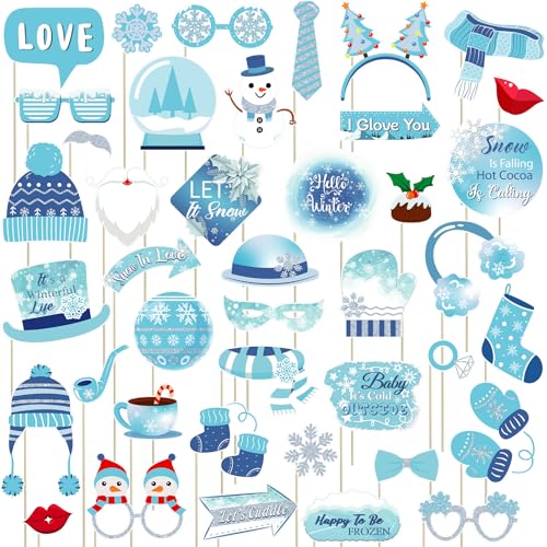 Winter Photo Booth Props 40 Pcs Snowflake Photo...