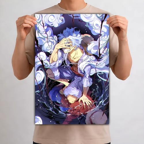 Image of Aniculture One Piece Anime Posters, Pack of 3, A3 Size (30x42 cm), 300 GSM, Adhesive Back, HD Prints, Wrinkle-Free, Luffy, Zoro, Sanji
