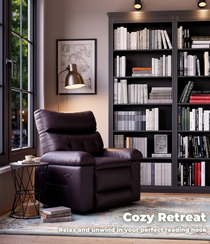 Image of GarveeHome Oversized Recliner Chair - PU Leather Manual Recliner for Adults, Lazy Chair with 1.5X Sponge Comfort Arm and Back for Living Room, Bedroom