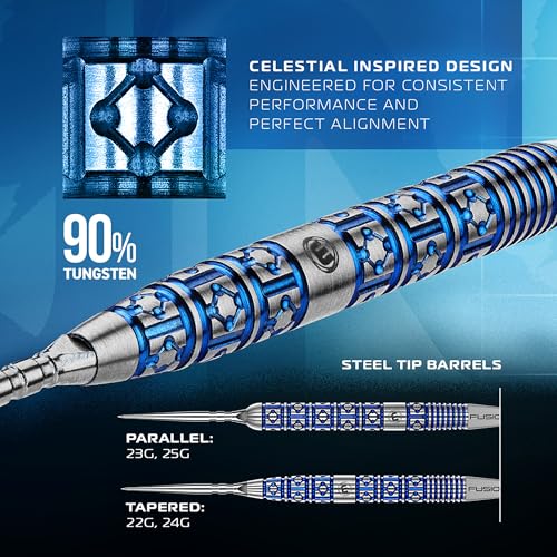 WINMAU Darts – Lunaris 90% Tungsten Darts Set | Fusion Clear Short Shaft | Groove & Smooth Switch Point | Parallel 23 g/25 g, Tapered 22 g/24 g Blue & Silver Barrels | Rapid-Change System - Image 7