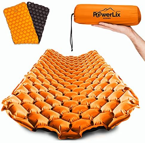 POWERLIX Ultralight Inflatable Camping Sleeping Pad - Camping Mattress for Backpacking, Hiking, Compact Lightweight Sleeping Mat for Camping, Inflation Bag/Repair Kit Included