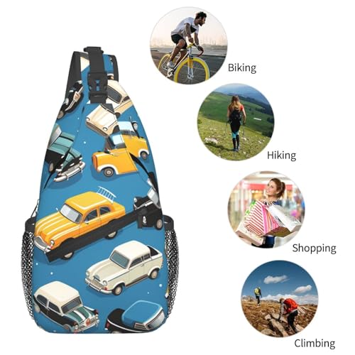 Bolso Sling cruzado unisex patrón cars negro miniatura 5