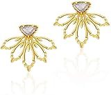 Pendientes para mujer, chapados en plata de ley, con forma de pez dorado y piedras preciosas naturales.