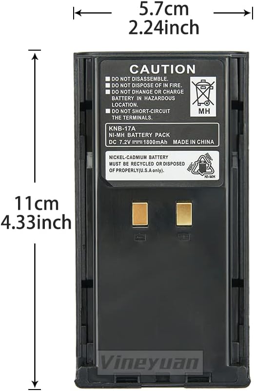KNB-17A Battery for Kenwood TK-190, TK-280 TK-481, TK-490 Pro Talk, TK- 2100, TK-4100, TK-5400 Two Way Radios NI-MH Replacement Battery