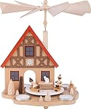 weihnachtspyramide 4 stöckig Made in Germany Weihnachtspyramide Tischpyramide Erzgebirge Richard Glässer Seiffen Hauspyramide Winterkinder, 16244