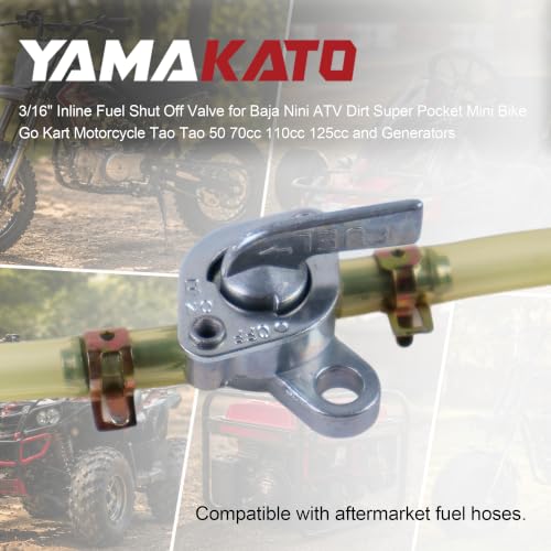 Image of Inline Gas Fuel Petcock Shut Off Valve 3 /16 for Baja ATV Dirt Bike | for Super Pocket Mini Bike Go Kart Motorcycle Tao Tao 50 70cc 110cc 125cc and Generators