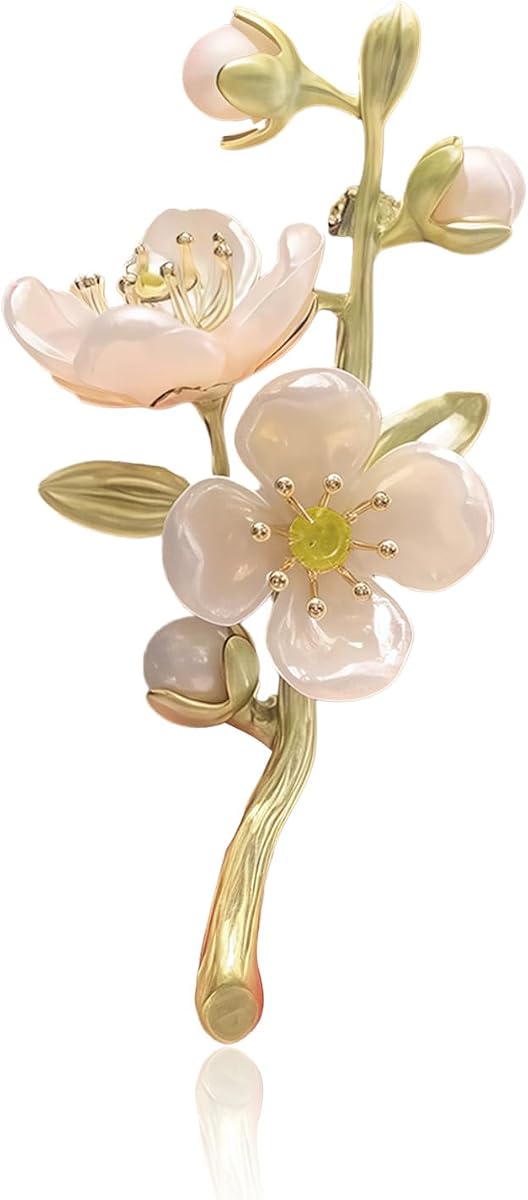 Flower Brooch for Women, Vintage Enamel Leaf Botanical Pin | Enamel flower design|vintage botanical leaf pin|small elegant brooch|for coats scarves dresses|everyday accessory