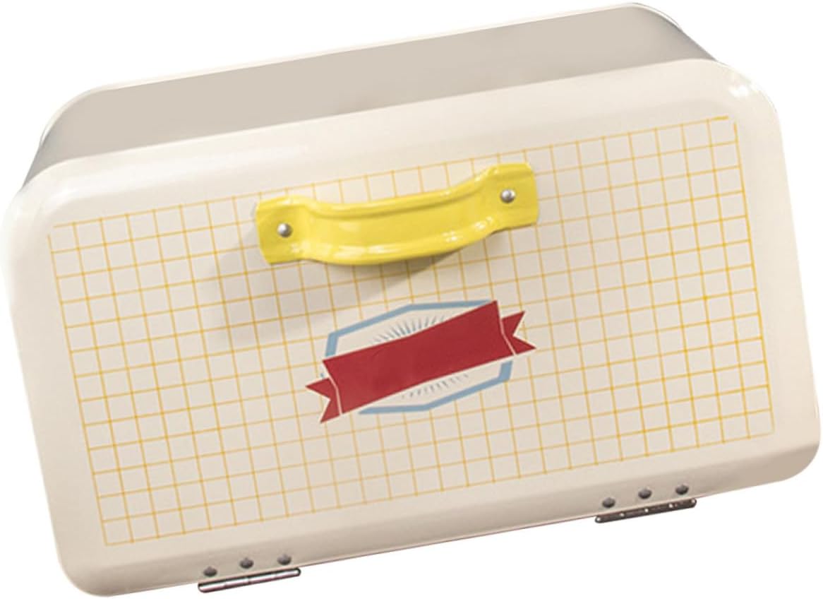 Household Bread Box Large Capacity Kitchen Bread Container with Front Flip Lid Iron Storage Bin for Desktop Food Organization and Cake Storage