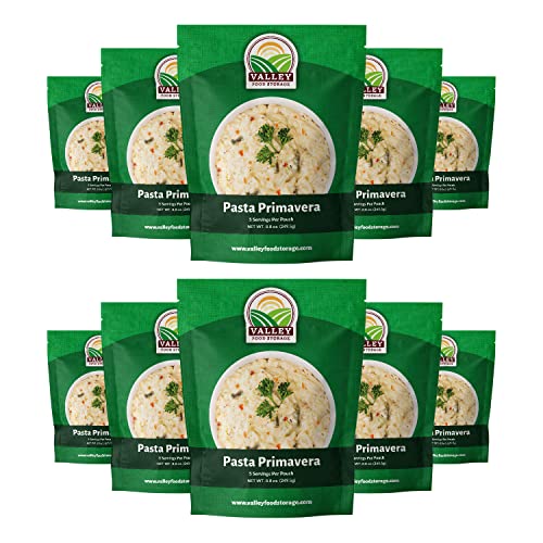 Image of Valley Food Storage Pasta Primavera | 10-Bag Bucket, 50 Servings | Non-GMO Premium Emergency Food Supply, 25 Year Shelf Life | Survival Meal Kits, Prepper Food & Off-Grid Living Supplies, Packaged in USA