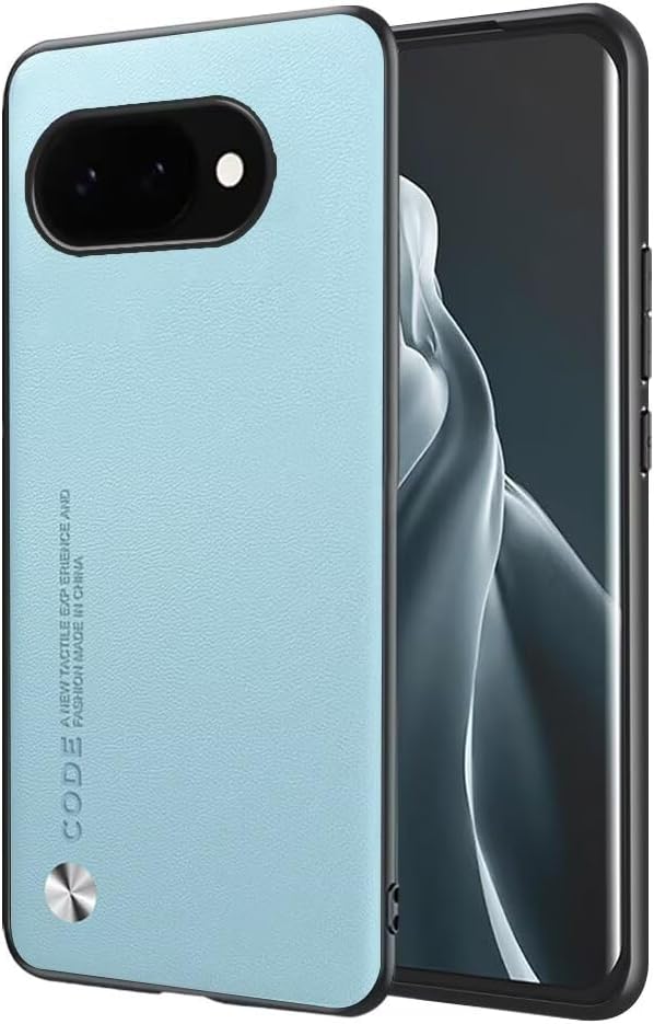 EASSGU Phone Case for Google Pixel 9A (6.1" Inches), Leather Back Business Style Phone Case - Light Blue