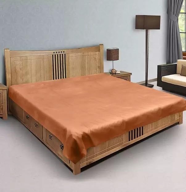 Waterproof PVC Plastic Mattress Protector Double Bed Flat Bedsheet with Elastic for Babies Girls & Boys (Size 80x80 Inch, Golden, Pack of 1)-image-44