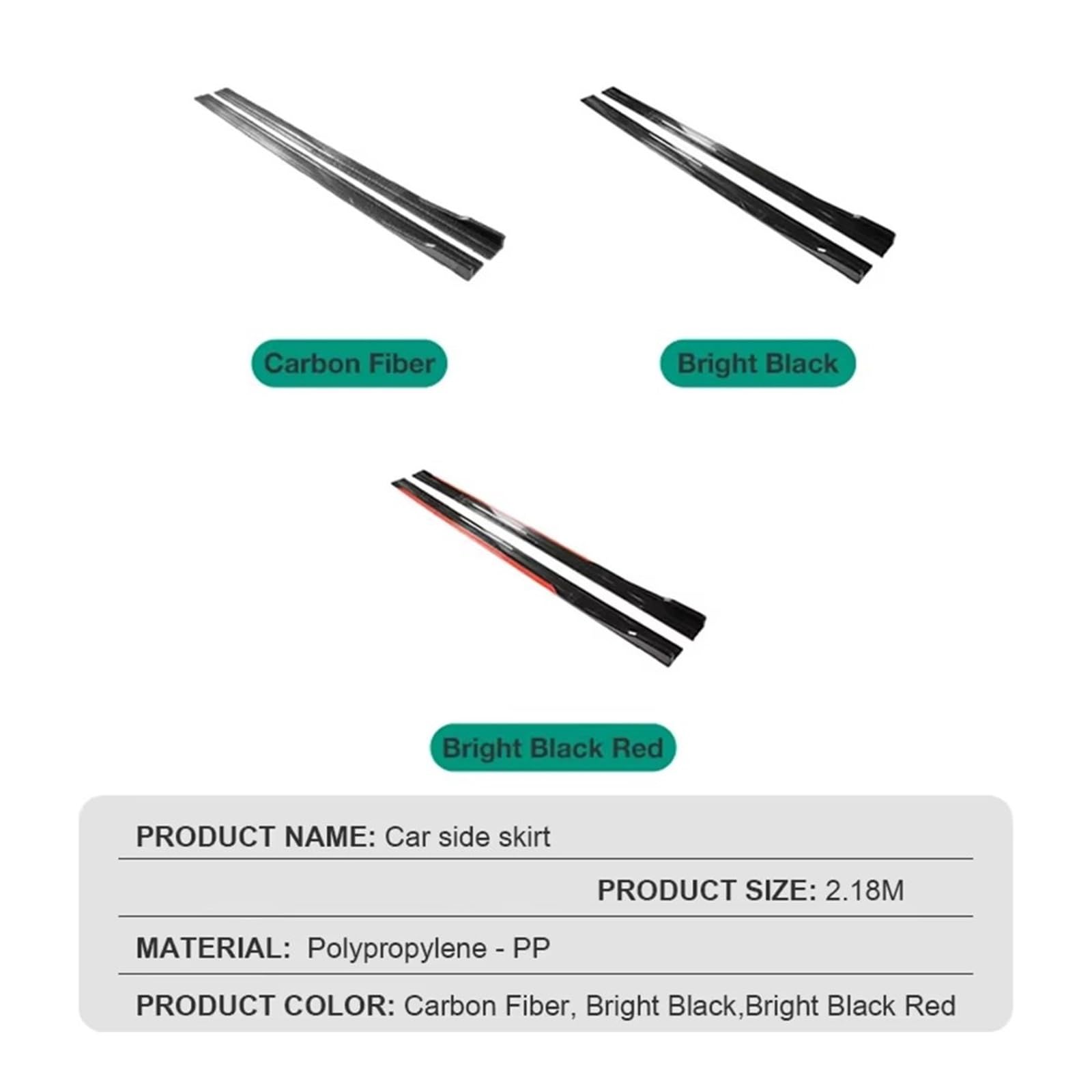 Minigonne Laterali Veicoli Per Ford Per Mondeo Per Focus Per Fiesta Per ST Per RS ​​2.2m Minigonne Laterali Per Auto Estensione Rocker Splitter Diffusore Alette Ali(Glossy Black)