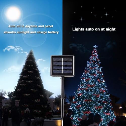 NEXVIN Luci Natale Esterno Solare 20M 200 LED, Catena Luminosa Esterno Solare Impermeabile, 8 Modi, Luci Natalizie da Esterno Energia Solare Decorative per Albero Giardino Natale Patio (Colorate)