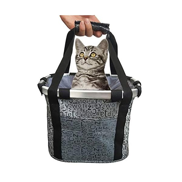 Hamiledyi-Dog-Bike-Basket-Carrier-Folding-Soft-Sided-Bycicle-Carrier-Detachable-Front-Basket-Small-Medium-Cat-Dog-Cycling-Carrier-15-lbs-Easy-Install-Quick-Released Multifunctional Bike Basket for Dogs