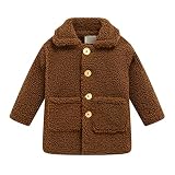 Borlai Bebé Niños Niñas Abrigo de Invierno Chaqueta de Manga Larga Cuello de Solapa Chaqueta de Lana Esponjosa Botón Cálido Chaqueta a Prueba de Viento Ropa para Niños Pequeños 3-8 Años