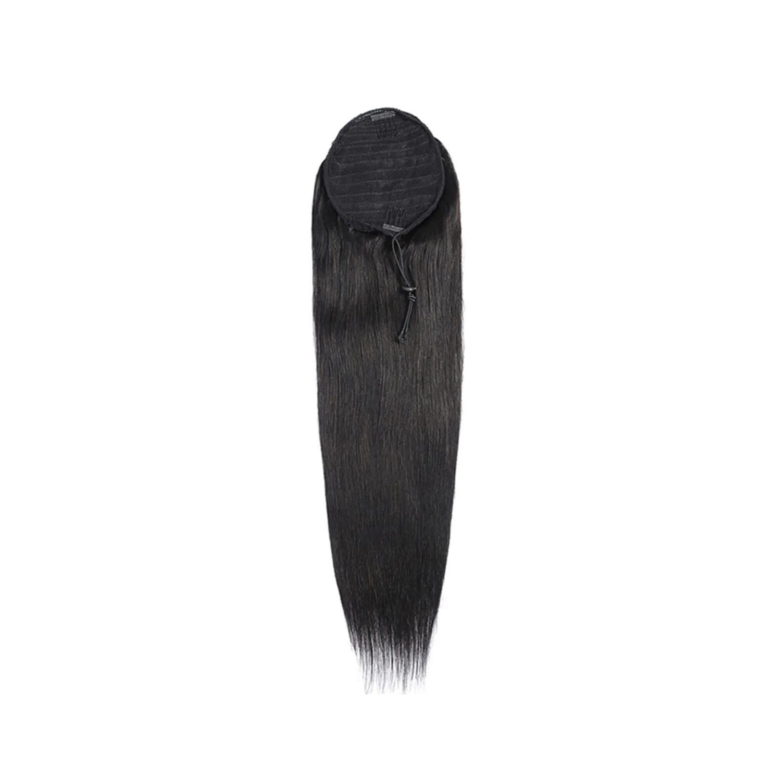 Postiche Extension queue de cheval en cheveux humains brésiliens longs et lisses, 100% Remy Hair, avec cordon serrage, #1B Naturel(22inches)