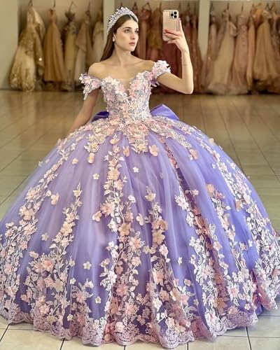 Zhangyo Off Shoulder Quinceanera Dresses Ball Gown Sparkly Tulle Sweet 15 16 Dress Lace Beading Prom Dress with Bow3