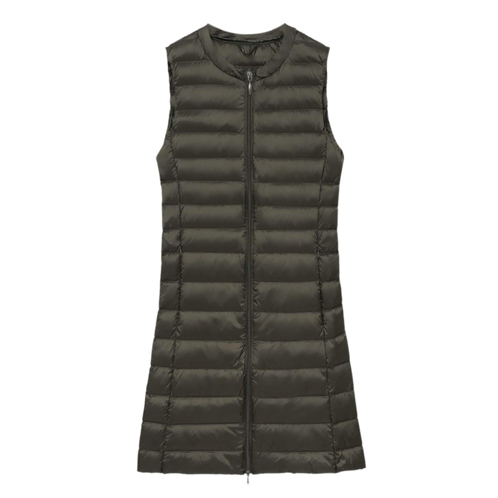 Generisch Piumino da donna, taglie forti, lungo, invernale, sottile, leggero, con tasche (A, XL)