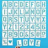 DZXCYZ 2 Inch Letter Stencils Numbers Craft Stencils, 42 Pcs Reusable Alphabet Templates Interlocking Stencil Kit for Painting on Wood, Wall, Fabric, Rock, Signage