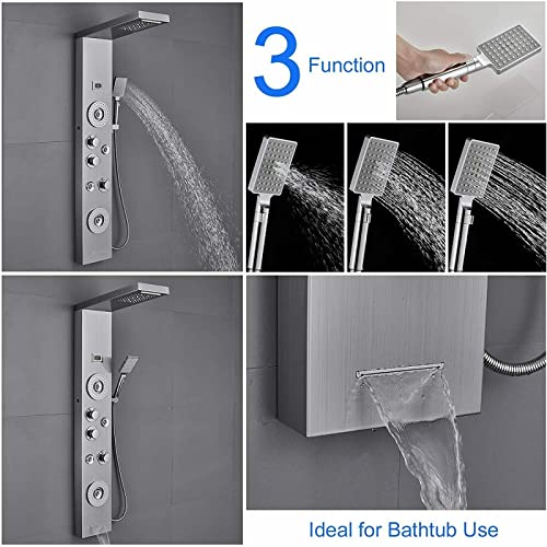 Shower panel tower system LED rainfall waterfall bathtub jet massage body miniatura 5
