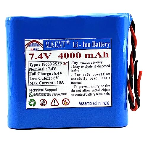 Image of MAENT 7.4V 18650 Lithium ion Rechargeable Battery 2S2P 2 Wire 5264 POS 8.4V for Electronics Toys Lighting Equipment POS Swipe Machine - 3C Rated (2 Wire, 4000 mah)