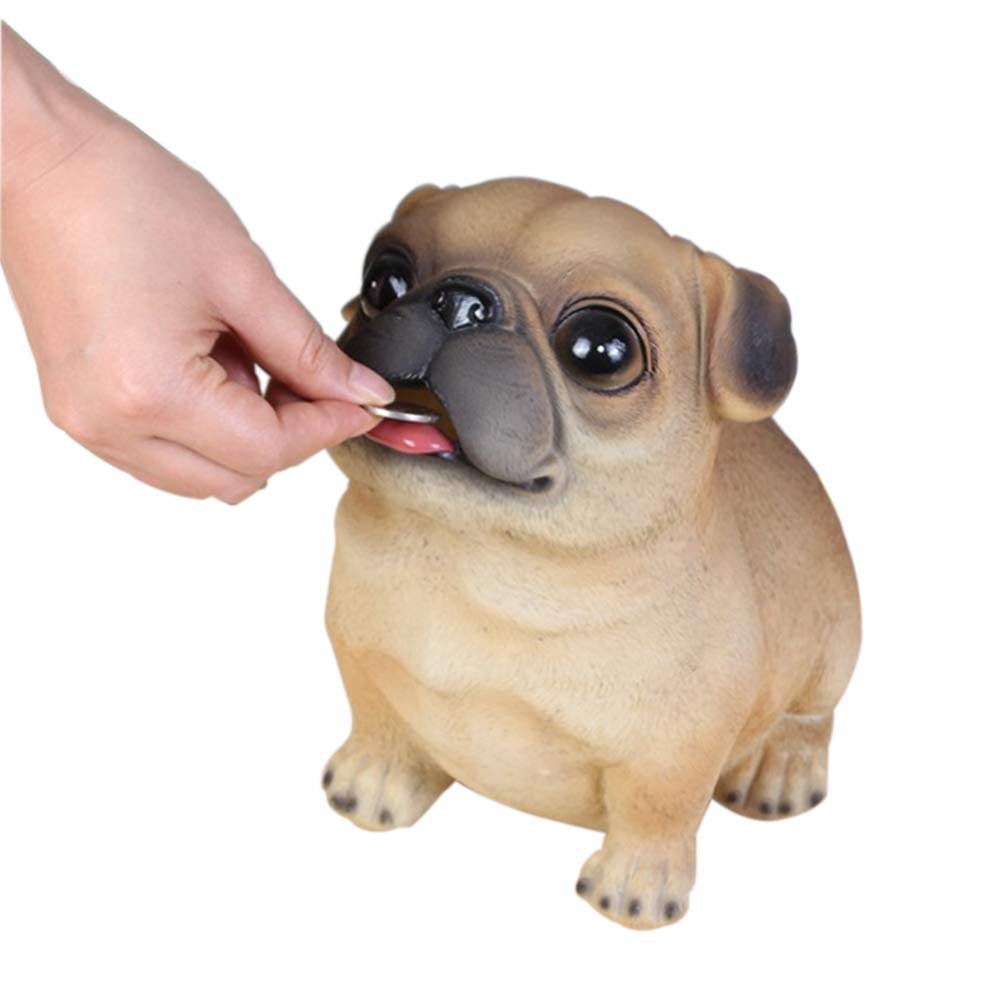 Kids Piggy Bank, SAYTAY Cute Pug Dog Piggy Bank Feeding Shatterproof Coin Money Bank, for Children Gift Or As Home Decoration (Bago)
