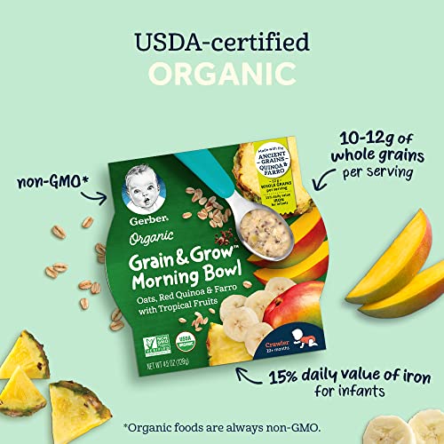 Gerber Organic Grain & Grow Morning Bowl, Oats, Barley & Red Quinoa With Banana & Summer Berries, 4.5 Ounce (Pack Of 8) #TOP29