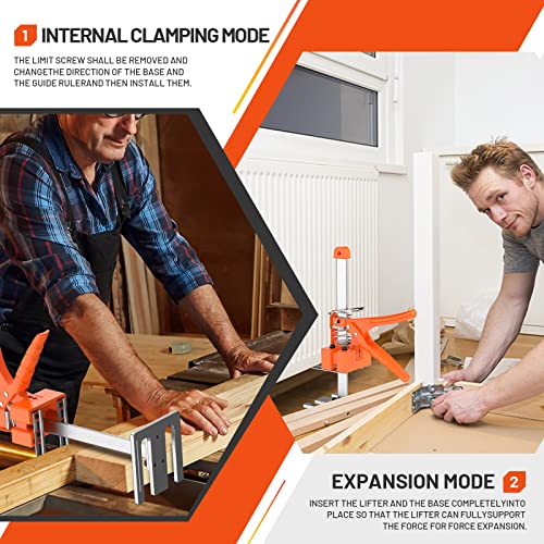 JANNIRESS Labor Saving Hnadle 2PCS 15in Arm Tool Lift Multi-Function Height Adjustment Lifting Device,Door Panel Lifting Cabinet Jack Board Lifter,Carrying 400 LBS, lifting by 10 inch （orange） - Thumbnail 3