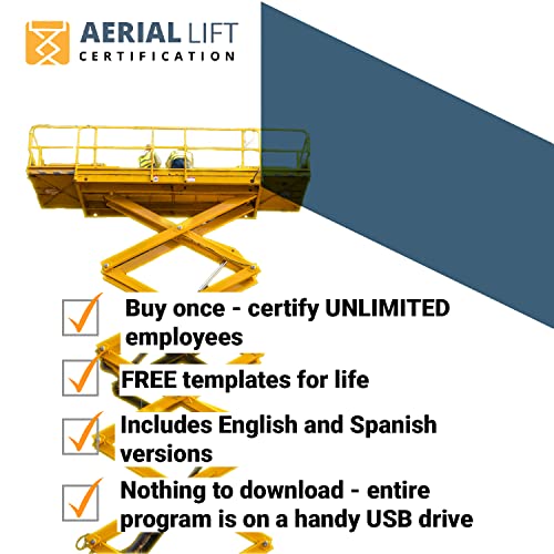 Image of Aerial Lift Certification Training Kit - OSHA Compliant Aerial Lift Operator COMPLETE Training With Certificates Of Completion, Operator Cards, Student Hand Outs, Hands On Evaluation Checklist & More