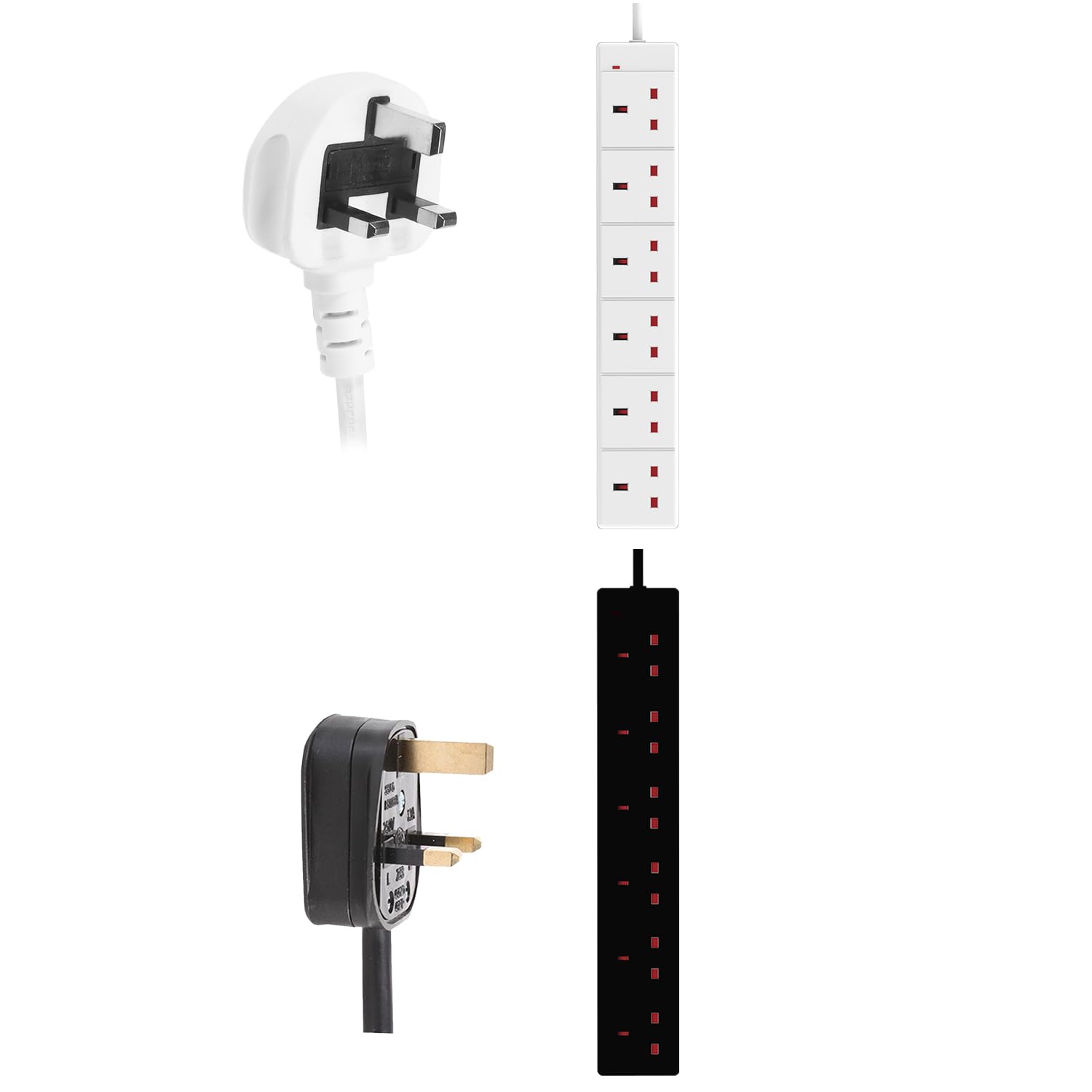 Extension Lead Power Plug Cable Cord Extender Multi Single Socket Strip Adapter 13A UK 3 Pin 4 Gang Way 5M White — view 6