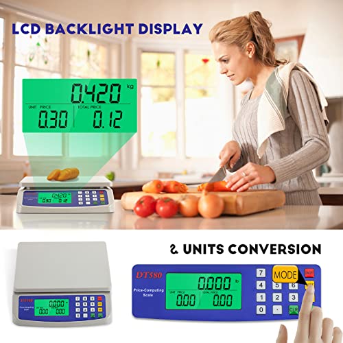 Bonvoisin Price Computing Scale 30Kg/66Lb Counting Scale Deli Scale Digital Pricing Weighing Scale Precise Market Scales Kg/G/Lb Conversion(30Kg/66Lb, 1G) #TOP4