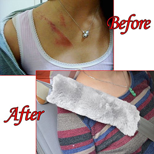 Zento Deals Soft Faux Sheepskin Seat Belt Shoulder Pad- Two Packs- A Must Have For All Car Owners For A More Comfortable Driving (Grey) #TOP5